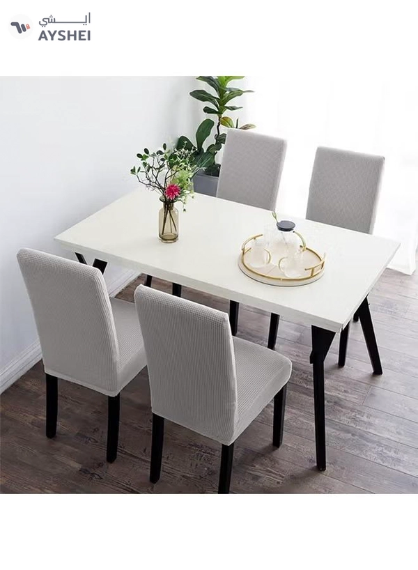 DUNISO 4 Pcs Dining Chair Covers,Stretch Chair Seat Protector Covers,Soft Jacquard Fabric Chair Slipcovers, Removable and Washable,suitable for Dinning Room, Old Chair, Wedding Ceremony ,Light Grey