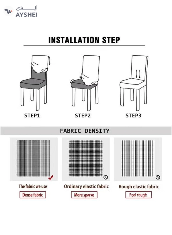 DUNISO 4 Pcs Dining Chair Covers,Stretch Chair Seat Protector Covers,Soft Jacquard Fabric Chair Slipcovers, Removable and Washable,suitable for Dinning Room, Old Chair, Wedding Ceremony ,Light Grey