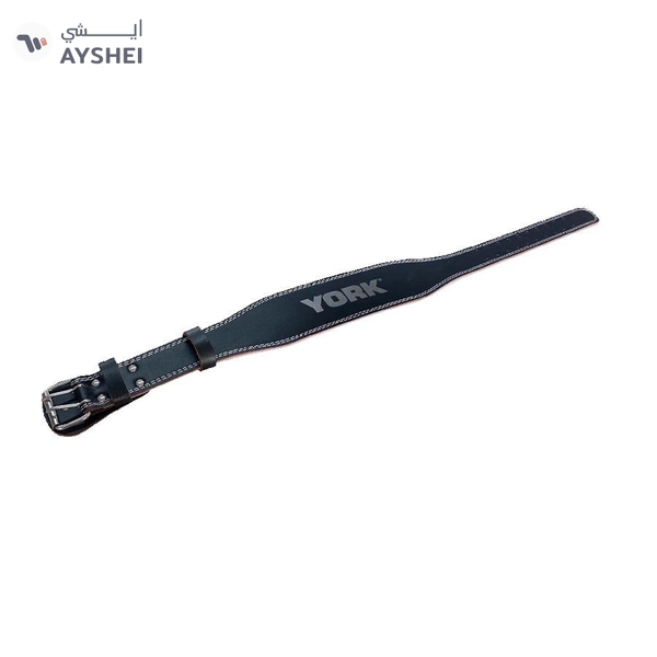 YORK Fitness BLACK SPLIT LEATHER BELT / DOUBLE STITCHED L