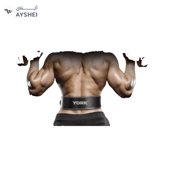 YORK Fitness BLACK SPLIT LEATHER BELT / DOUBLE STITCHED L
