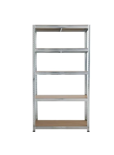 DubaiGallery Metal Storage Rack with 5 MDF Shelves – Heavy-Duty Boltless Construction – Adjustable Height – Ideal for Warehouse, Office, or Garage Organization – Size: 86 x 36 x 183 cm – High Load Capacity, Silver Finish-3