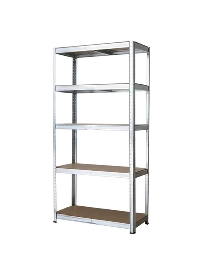 DubaiGallery Metal Storage Rack with 5 MDF Shelves – Heavy-Duty Boltless Construction – Adjustable Height – Ideal for Warehouse, Office, or Garage Organization – Size: 86 x 36 x 183 cm – High Load Capacity, Silver Finish-0