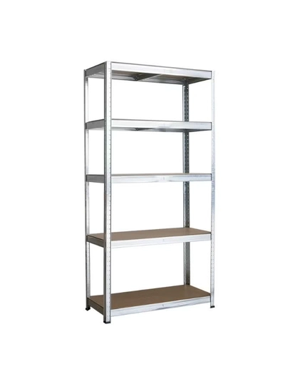 DubaiGallery Metal Storage Rack with 5 MDF Shelves – Heavy-Duty Boltless Construction – Adjustable Height – Ideal for Warehouse, Office, or Garage Organization – Size: 86 x 36 x 183 cm – High Load Capacity, Silver Finish-1