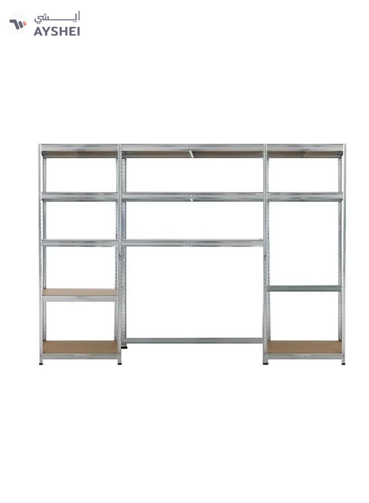 DubaiGallery Metal Storage Rack with 5 MDF Shelves – Heavy-Duty Boltless Construction – Adjustable Height – Ideal for Warehouse, Office, or Garage Organization – Size: 86 x 36 x 183 cm – High Load Capacity, Silver Finish-4-4
