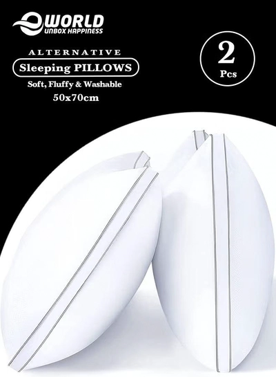 Eworld Set of 2 Premium Hotel-Quality Pillows, Crafted with Firm and Supportive Gusseted Design-0