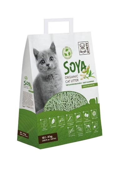 M-PETS Soya Organic Cat Litter Green Tea Scented 10 L – 100% Biodegradable-0