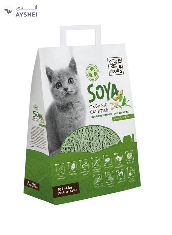 M-PETS Soya Organic Cat Litter Green Tea Scented 10 L – 100% Biodegradable