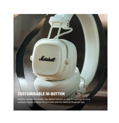 Marshall Major V On-Ear Bluetooth Wireless Headphone with 100+ Hours Playtime, Cream Beige-4