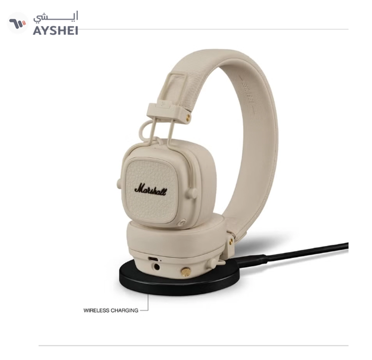 Marshall Major V On-Ear Bluetooth Wireless Headphone with 100+ Hours Playtime, Cream Beige-8-8