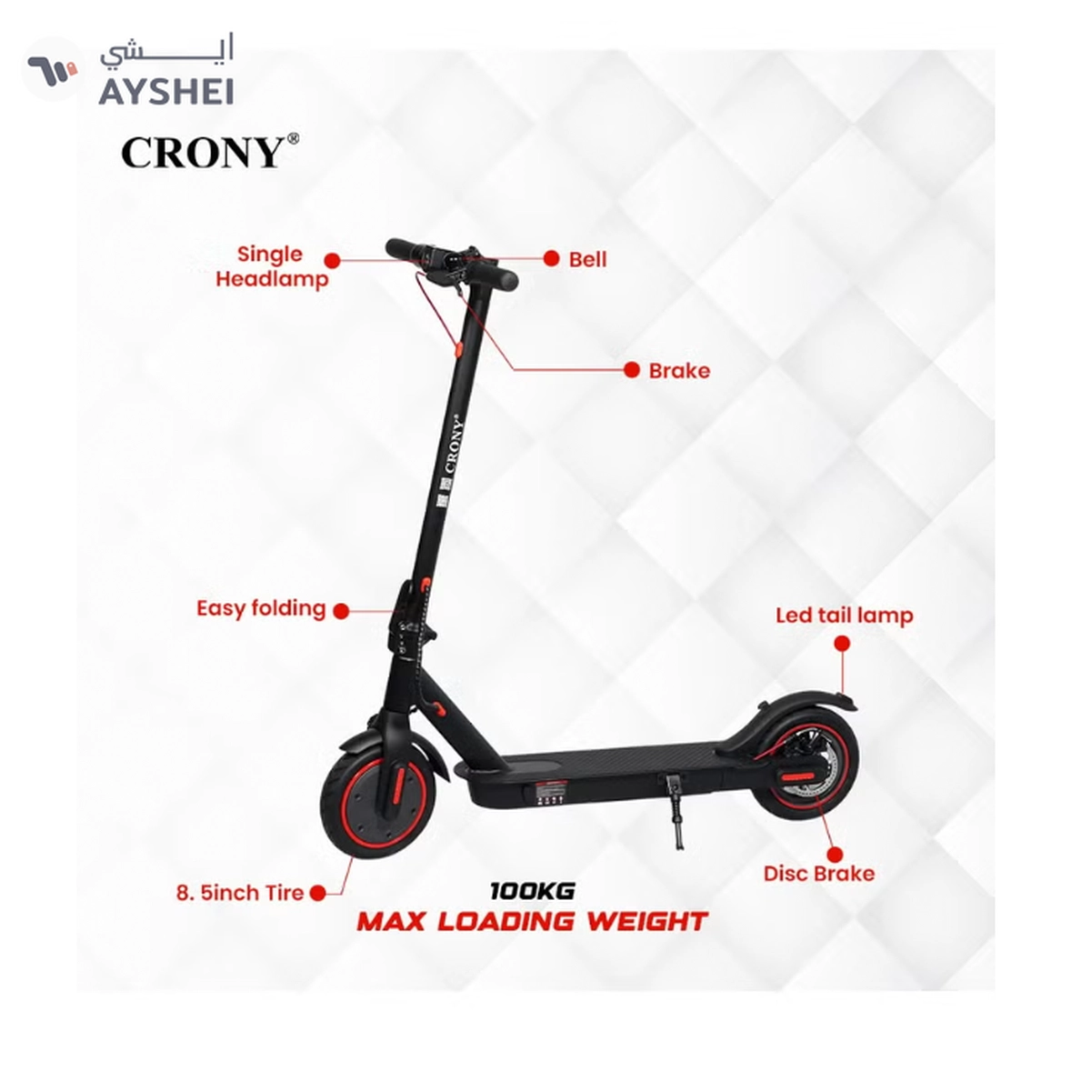 Crony M365 App E-Scooter | 45km/H High-Speed | 25KM Range | 250w Brushless Motor | Rear Disc Brake-4-4