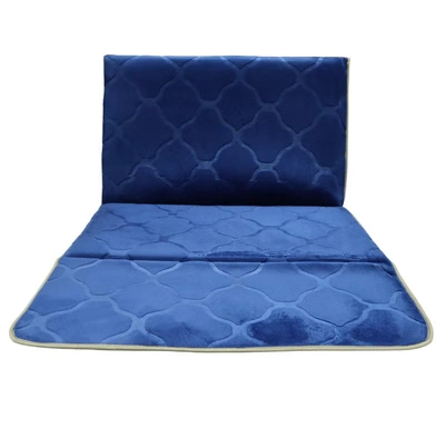 Yuwell Foldable Prayer Mat with Back Support & Carrying Bag, 2-in-1 Prayer Rug Sajadah, Anti-Slip Islamic Salah Mat Soft Velvet Mat 110×65CM for Men & Women, Portable Ramadan & Eid Gift Blue-1