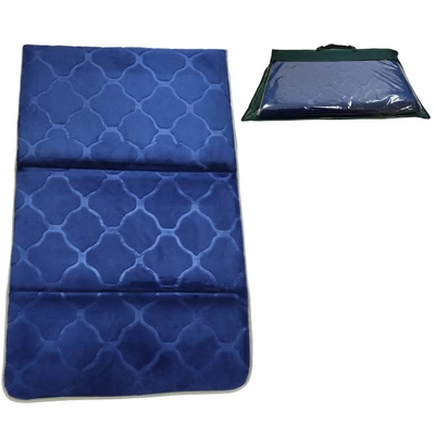 Yuwell Foldable Prayer Mat with Back Support & Carrying Bag, 2-in-1 Prayer Rug Sajadah, Anti-Slip Islamic Salah Mat Soft Velvet Mat 110×65CM for Men & Women, Portable Ramadan & Eid Gift Blue-0
