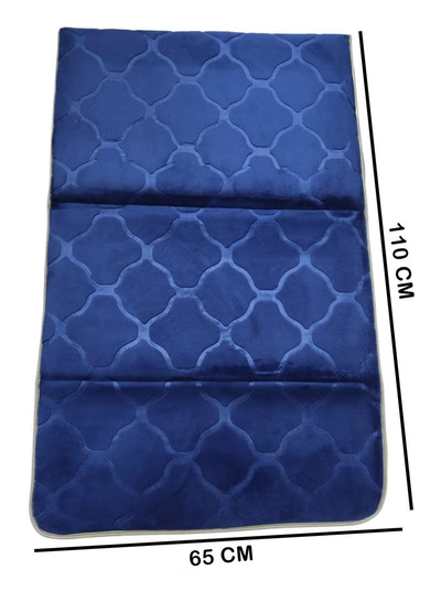 Yuwell Foldable Prayer Mat with Back Support & Carrying Bag, 2-in-1 Prayer Rug Sajadah, Anti-Slip Islamic Salah Mat Soft Velvet Mat 110×65CM for Men & Women, Portable Ramadan & Eid Gift Blue-3