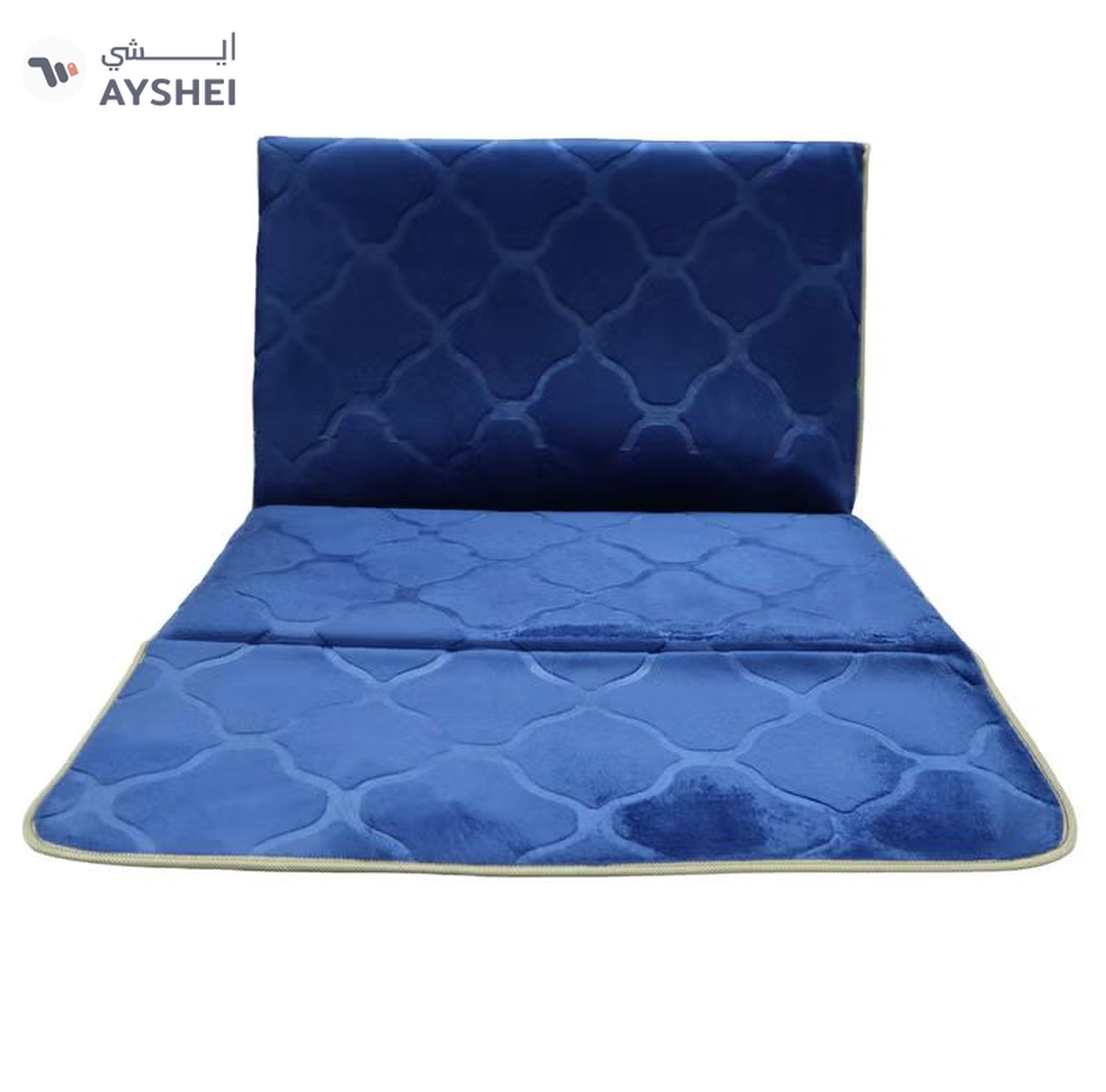 Yuwell Foldable Prayer Mat with Back Support & Carrying Bag, 2-in-1 Prayer Rug Sajadah, Anti-Slip Islamic Salah Mat Soft Velvet Mat 110×65CM for Men & Women, Portable Ramadan & Eid Gift Blue-1-1