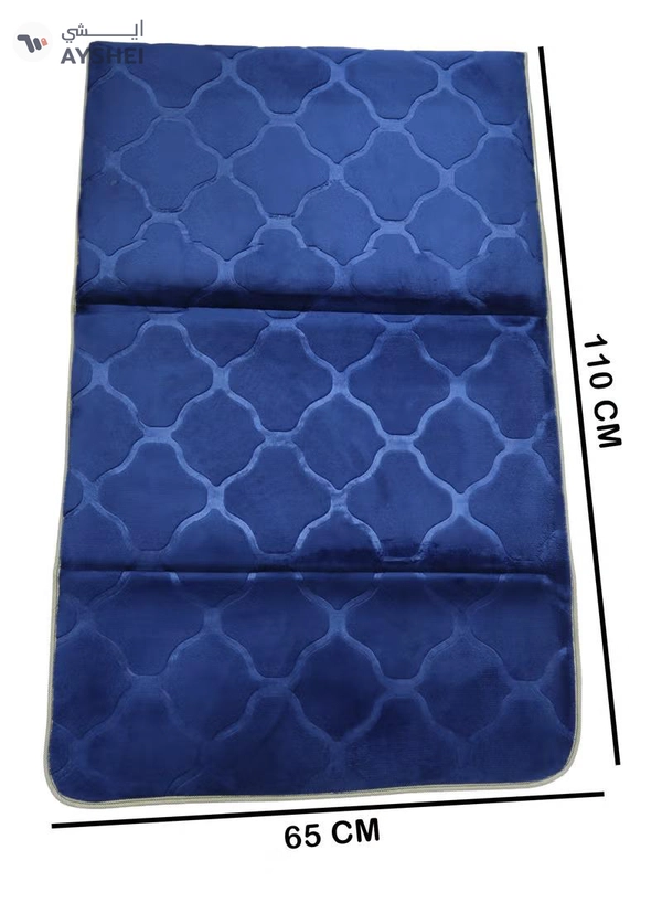 Yuwell Foldable Prayer Mat with Back Support & Carrying Bag, 2-in-1 Prayer Rug Sajadah, Anti-Slip Islamic Salah Mat Soft Velvet Mat 110×65CM for Men & Women, Portable Ramadan & Eid Gift Blue