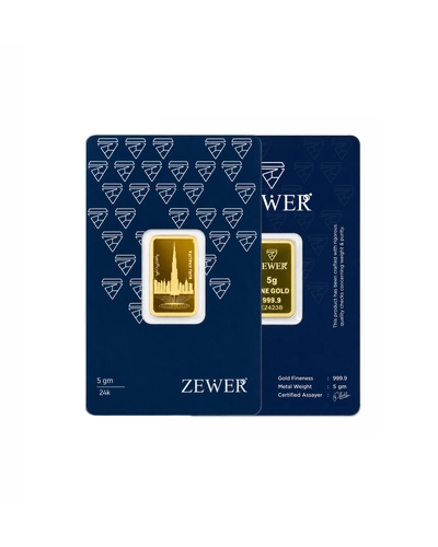 Zewer 5g 24K 999.9 Fine Gold Bar with Burj Khalifa Design-2