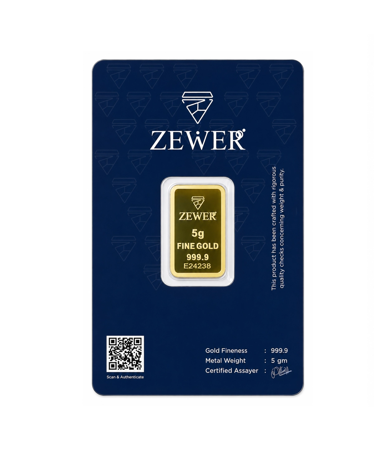 Zewer 5g 24K 999.9 Fine Gold Bar with Burj Khalifa Design