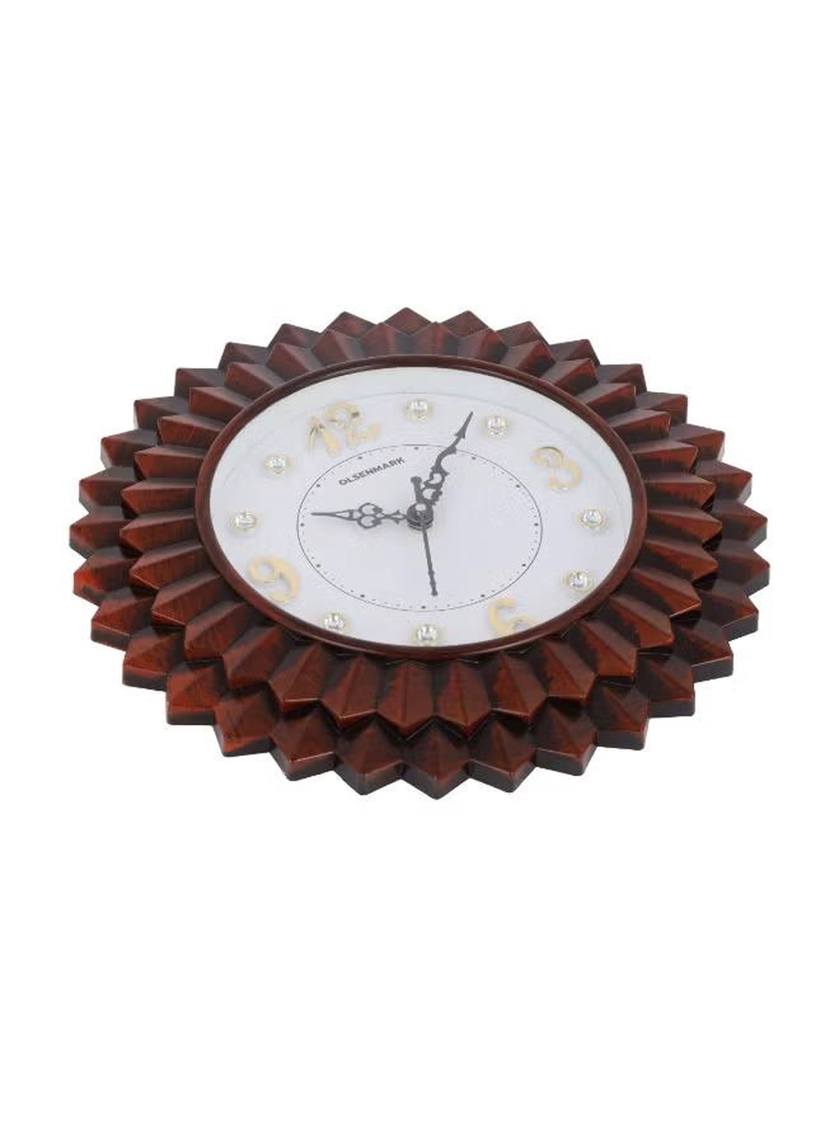 Olsenmark Round Wall Clock OMWC1934 | Silent Battery Operated Minimal Design Wall Clock | Decorative Analog Clock for Home & Office | Brown & White-1-1