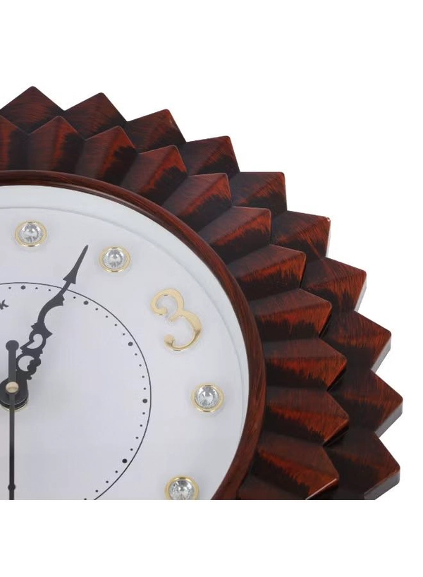 Olsenmark Round Wall Clock OMWC1934 | Silent Battery Operated Minimal Design Wall Clock | Decorative Analog Clock for Home & Office | Brown & White