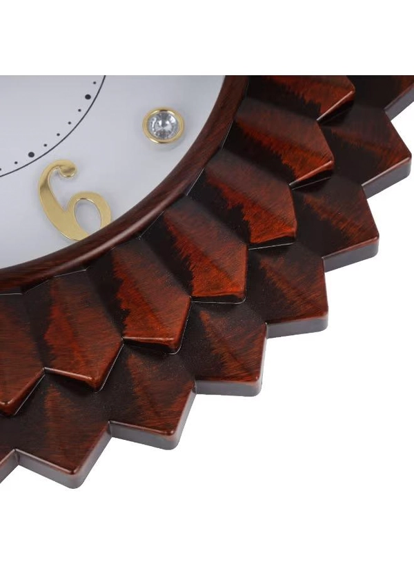 Olsenmark Round Wall Clock OMWC1934 | Silent Battery Operated Minimal Design Wall Clock | Decorative Analog Clock for Home & Office | Brown & White