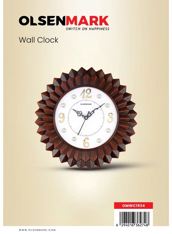 Olsenmark Round Wall Clock OMWC1934 | Silent Battery Operated Minimal Design Wall Clock | Decorative Analog Clock for Home & Office | Brown & White