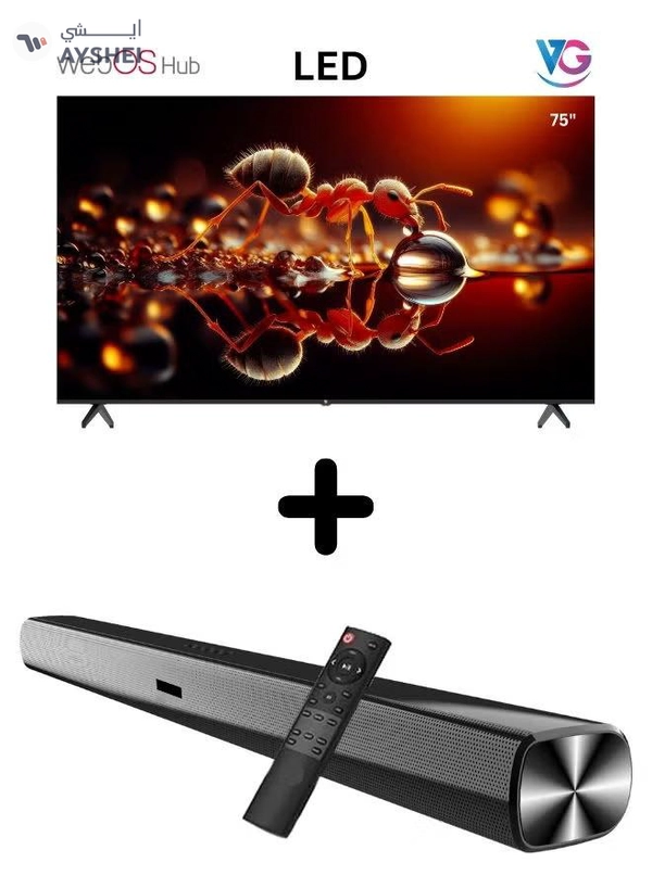 VG Bundle Of 75-inch 4K UHD Smart TV (WebOS Hub, A+ Grade Panel, Magic Remote, Dolby Audio) With Soundbar (Bluetooth, FM Radio, 2.0 Channel Audio)