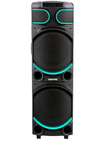 GEEPAS Rechargeable Professional Speaker With Remote Control And Microphone | 80000W PMPO | USB/ FM/ TF Card/ Bluetooth/ TWS-0