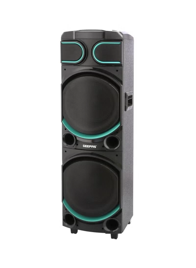GEEPAS Rechargeable Professional Speaker With Remote Control And Microphone | 80000W PMPO | USB/ FM/ TF Card/ Bluetooth/ TWS-3