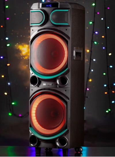 GEEPAS Rechargeable Professional Speaker With Remote Control And Microphone | 80000W PMPO | USB/ FM/ TF Card/ Bluetooth/ TWS-2