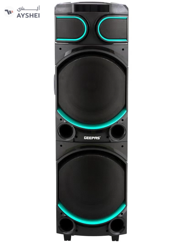 GEEPAS Rechargeable Professional Speaker With Remote Control And Microphone | 80000W PMPO | USB/ FM/ TF Card/ Bluetooth/ TWS