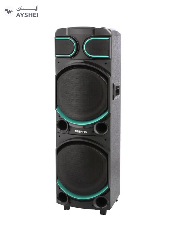 GEEPAS Rechargeable Professional Speaker With Remote Control And Microphone | 80000W PMPO | USB/ FM/ TF Card/ Bluetooth/ TWS