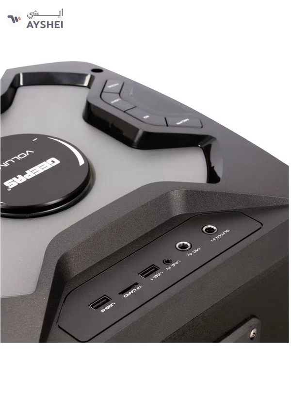 GEEPAS Rechargeable Professional Speaker With Remote Control And Microphone | 80000W PMPO | USB/ FM/ TF Card/ Bluetooth/ TWS