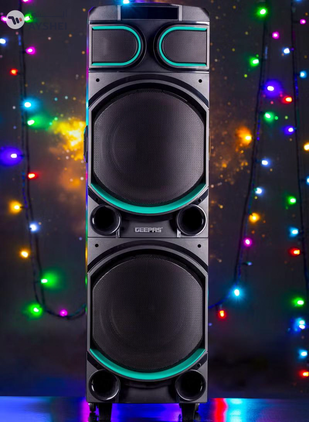 GEEPAS Rechargeable Professional Speaker With Remote Control And Microphone | 80000W PMPO | USB/ FM/ TF Card/ Bluetooth/ TWS-4-4