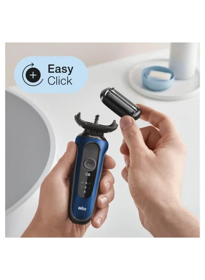 BRAUN Series 6 61-B1000s Wet & Dry shaver with travel case, blue. Made in Germany Blue / Black-4