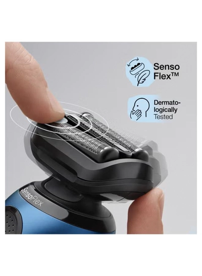 BRAUN Series 6 61-B1000s Wet & Dry shaver with travel case, blue. Made in Germany Blue / Black-1