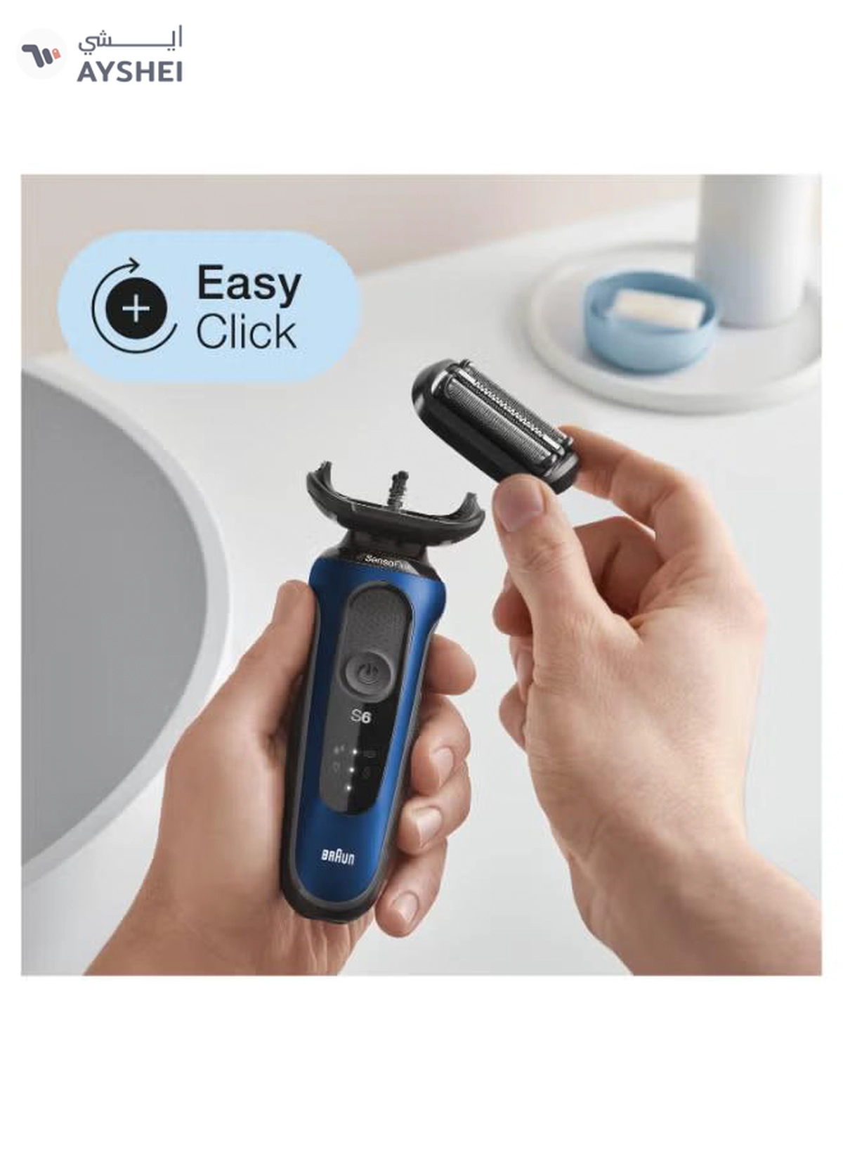 BRAUN Series 6 61-B1000s Wet & Dry shaver with travel case, blue. Made in Germany Blue / Black-4-4