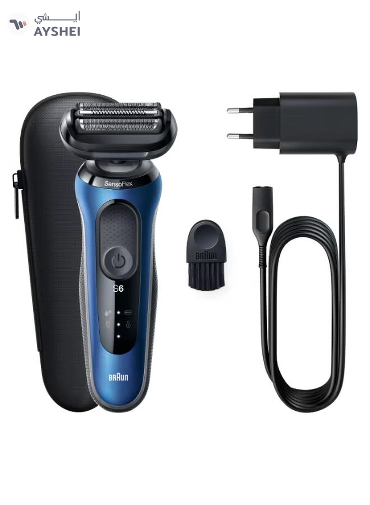 BRAUN Series 6 61-B1000s Wet & Dry shaver with travel case, blue. Made in Germany Blue / Black-5-5
