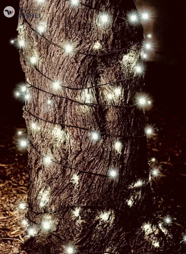 Yuwell 14 Meter 200 LED String Lights Decoration Lights Cool White Light 8 Modes Led Light Black Wire For Home Decorations Ramadan Lights Indoor & Outdoor Decoration Ramadan Decoration Light Diwali Lights Curtain Lights With 3-Pin UK Plug