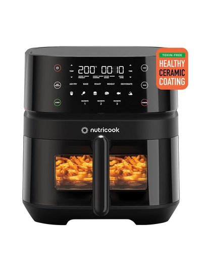 Nutricook Digital Air Fryer Vision 3 , 5.7L Capacity with Clear Window & Internal Light,6 Presets, Air Fry, Roast, Bake, Broil, Dehydrate& Reheat, 2 Years limited Warranty 5.7 L 1700 W NC-AF357V Black-0
