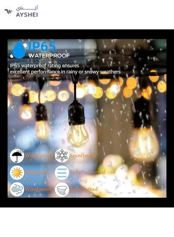 Yuwell Outdoor Waterproof IP65 Led String Lights E27 Holder 100 Meter Bulb Holder Wire With 200 Bulbs 4W G45 Amber With EU Plug Solar Bulb Holder For Ramadan Decoration Lights And Outdoor Decoration Light Hanging Light String Wire Ramadan Light For Commercial Patio Garden & Porch Yard