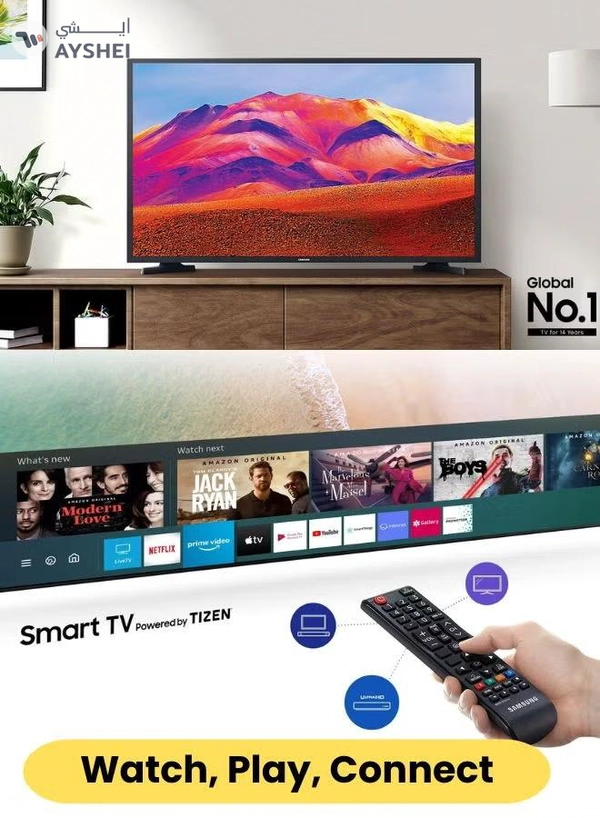 Samsung Bundle Of 43-Inch Full HD Smart TV with Powerful 2.1-Channel Soundbar – Built-in Apps, HDR, Dolby Audio, Screen Mirroring & Immersive Surround Experience 43T5300+SOUNDBAR Black