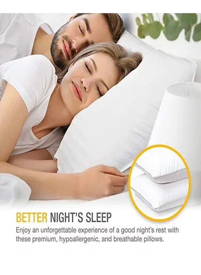 King Size Bed Pillows Pack of 2 – Cooling Down Alternative Fill Pillows with 100% Cotton Cover, Soft & Supportive for Back, Side & Stomach Sleepers-4