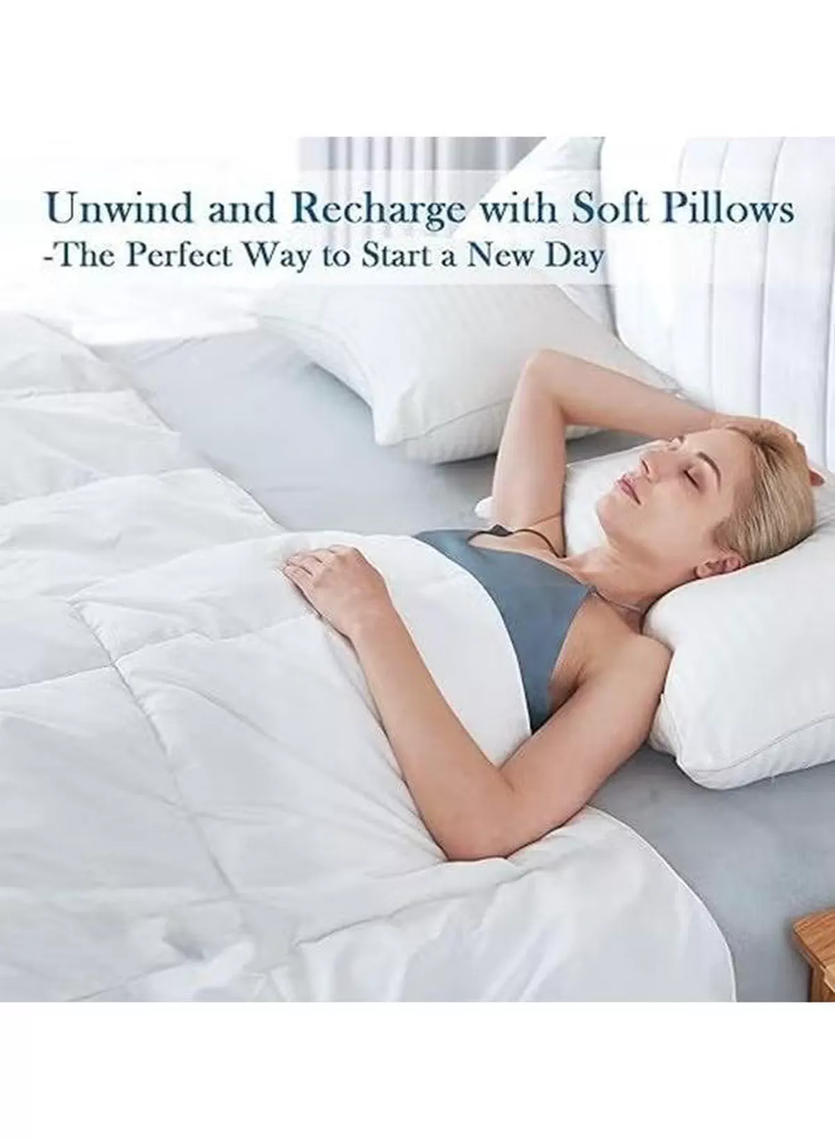 King Size Bed Pillows Pack of 2 – Cooling Down Alternative Fill Pillows with 100% Cotton Cover, Soft & Supportive for Back, Side & Stomach Sleepers-1-1