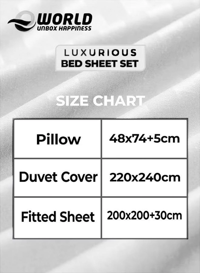 Eworld 4-Piece Luxury King Size White Striped Bedding Set-2