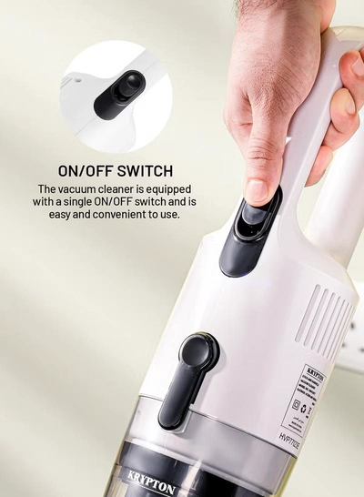 KRYPTON Handheld and Stick Vacuum Cleaner 2-in-1 Design, Transparent Dust Cup,-1