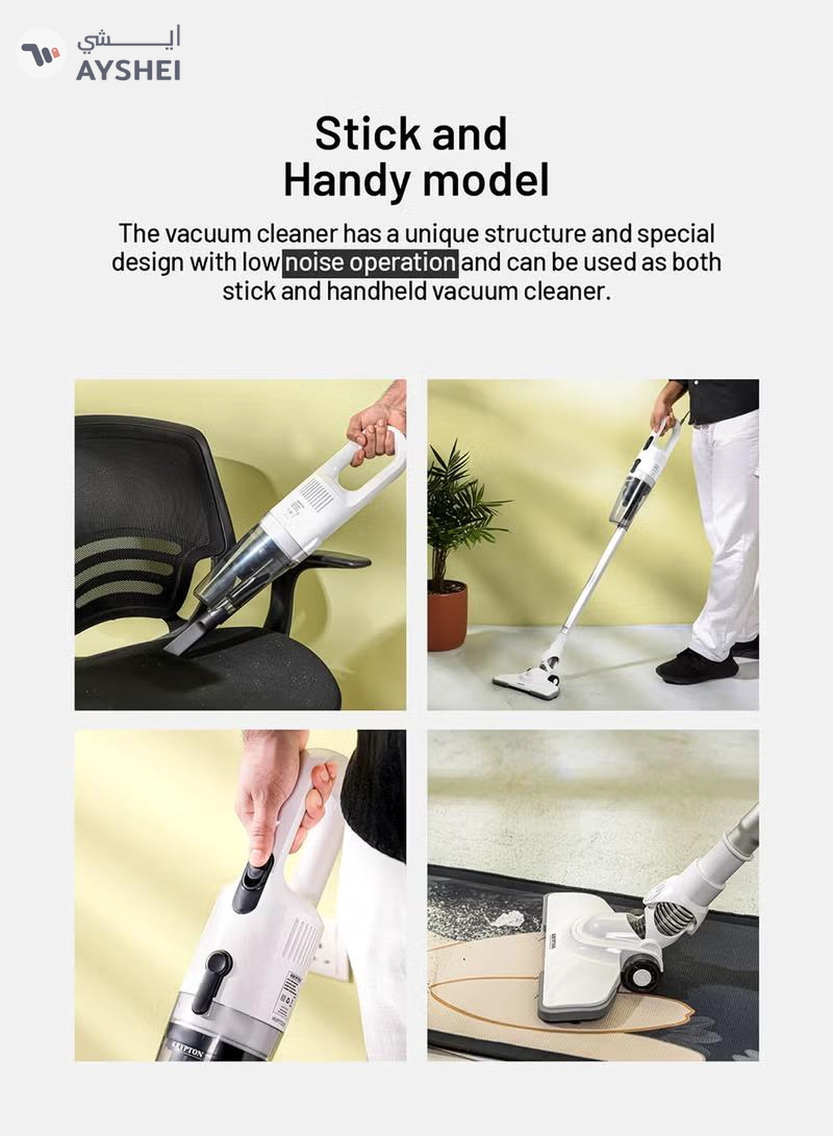 KRYPTON Handheld and Stick Vacuum Cleaner 2-in-1 Design, Transparent Dust Cup,-2-2