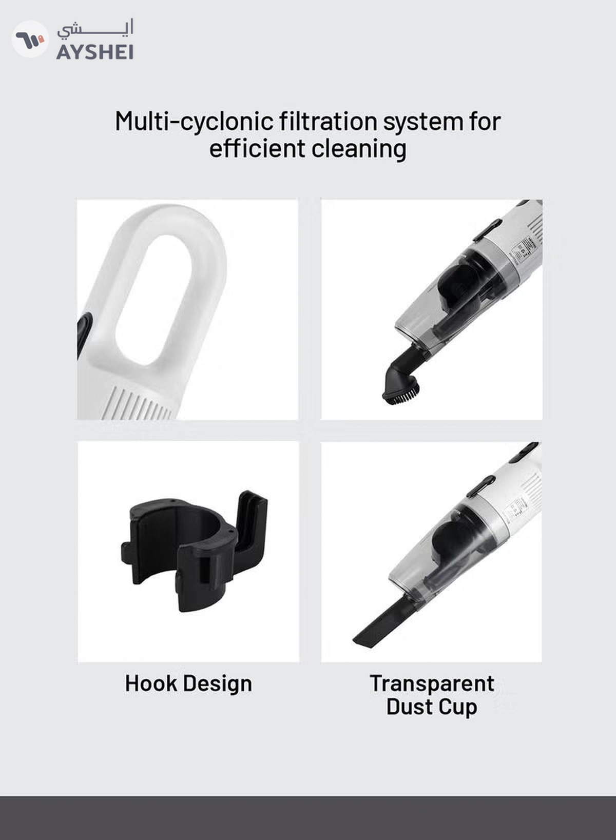 KRYPTON Handheld and Stick Vacuum Cleaner 2-in-1 Design, Transparent Dust Cup,-4-4
