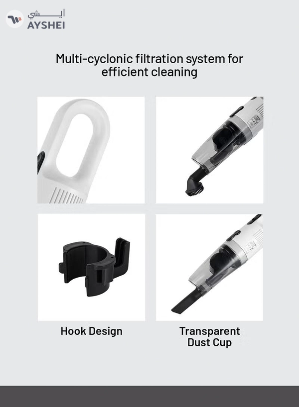 KRYPTON Handheld and Stick Vacuum Cleaner 2-in-1 Design, Transparent Dust Cup,