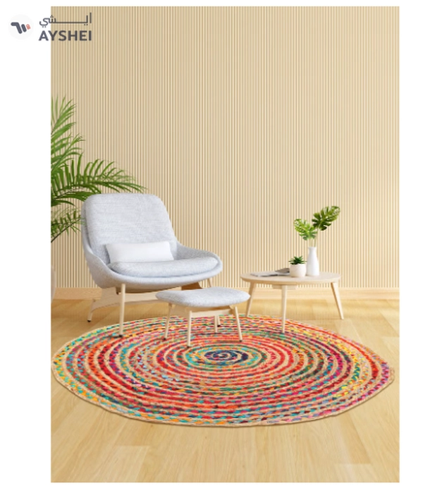 Raymond Jute Braided Boho Area Rug, Natural Hand Woven Jute Rag Rug