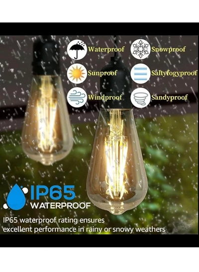 Yuwell Outdoor Waterproof IP65 Led String Lights E27 Holder 10 Meter Bulb Holder Wire With 20 Bulbs 4W ST64 Amber With EU Plug Solar Bulb Holder For Ramadan Decoration Lights And Outdoor Decoration Light Hanging Light String Wire Ramadan Light For Commercial Patio Garden & Porch Yard-2